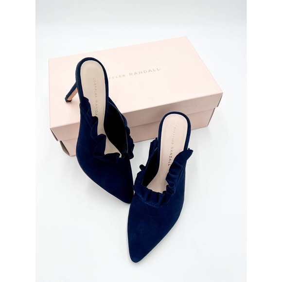 Loeffler Randall Shoes - Loeffler Randle Suede Mule Heels Navy